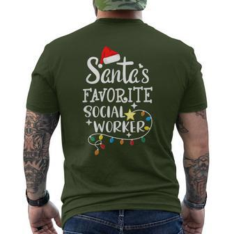 Santa's Favorite Social Worker Christmas School Social Work Men's T-shirt Back Print - Seseable