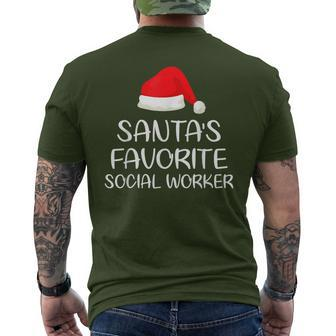 Santa's Favorite Social Worker Matching Family Christmas Men's T-shirt Back Print - Monsterry UK