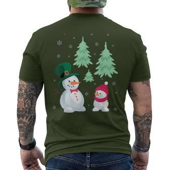 Snowman Christmas Tree Snowflakes Men's T-shirt Back Print - Monsterry AU