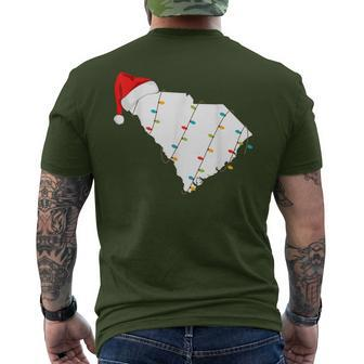 South Carolina Map Christmas With Santa Hat Men's T-shirt Back Print | Mazezy