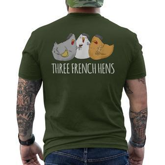Three French Hens Cute Christmas Song Men's T-shirt Back Print - Seseable