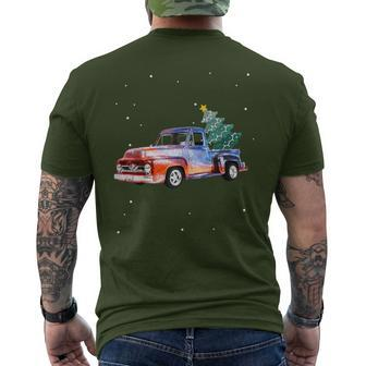 Tie-Dye Truck Vintage Retro Christmas Tree Men's T-shirt Back Print | Mazezy