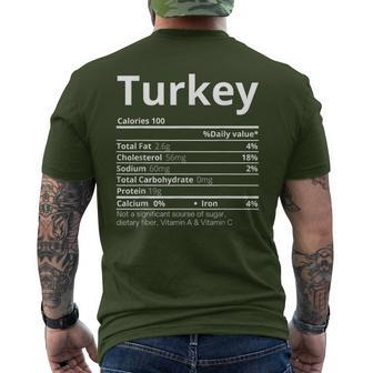 Turkey Nutrition Facts Family Thanksgiving Christmas Men's T-shirt Back Print - Monsterry