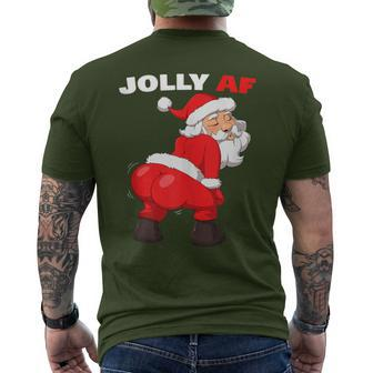 Twerking Santa Claus Jolly Af Inappropriate Christmas Men's T-shirt Back Print - Monsterry