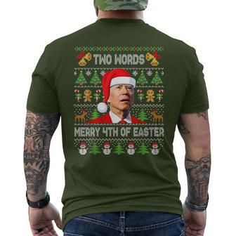 Two Words Merry 4Th Of Easter Joe Biden Christmas Sweater Men's T-shirt Back Print - Monsterry AU