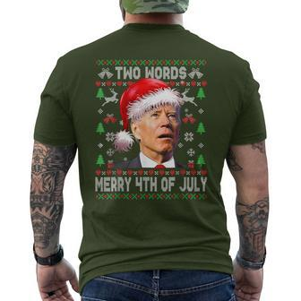Two Words Merry 4Th Of July Joe Biden Christmas Sweater Men's T-shirt Back Print - Seseable