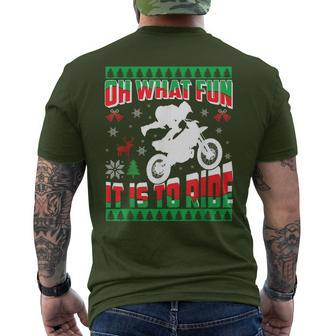 Ugly Christmas Dirt Bike Motocross Xmas Men's T-shirt Back Print - Seseable