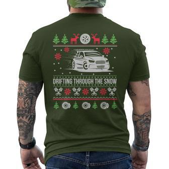 Ugly Christmas Drifting Through The Snow Men's T-shirt Back Print | Mazezy