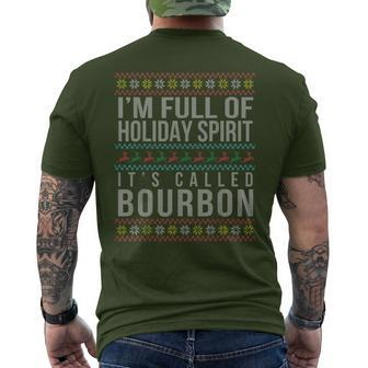 Ugly Christmas Drinking Bourbon Holiday Party Men's T-shirt Back Print | Mazezy