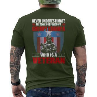 Never Underestimate A Grumpy Grandpa Veteran Christmas Men's T-shirt Back Print - Seseable