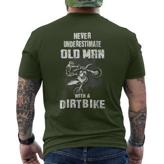 Never Underestimate An Old Man With A Dirt Bike Christmas Men's T-shirt Back Print - Seseable