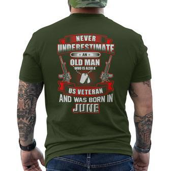 Never Underestimate An Old Us Veteran Born In June Xmas Men's T-shirt Back Print - Seseable