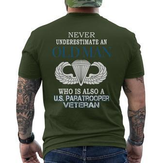 Never Underestimate Us Paratrooper Veteran Father's Day Xmas Men's T-shirt Back Print - Seseable