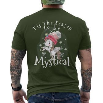 Unicorn Tis The Season To Be Mystical Christmas Holiday Men's T-shirt Back Print | Mazezy