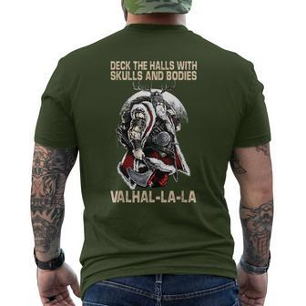 Valhalla-La Deck The Halls With Skulls And Bodies Christmas Men's T-shirt Back Print - Monsterry