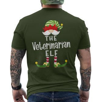 Veterinarian Elf Group Christmas Pajama Party Men's T-shirt Back Print - Monsterry