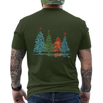 Vintage Christmas Trees Hand Drawing Christmas Trees Men's T-shirt Back Print - Seseable