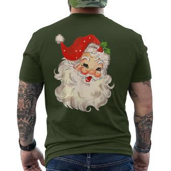 Vintage Santa Claus Face Christmas Xmas Santa Claus Men's T-shirt Back Print - Seseable