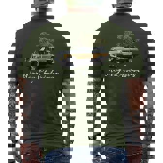 Vintage Surf Wagon Suv Merry Christmas Tree On A Truck Men's T-shirt Back Print | Mazezy