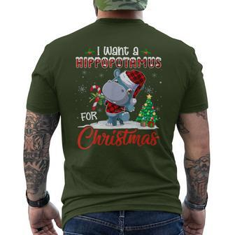I Want A Hippopotamus For Christmas Hippo Candy Santa Men's T-shirt Back Print | Mazezy