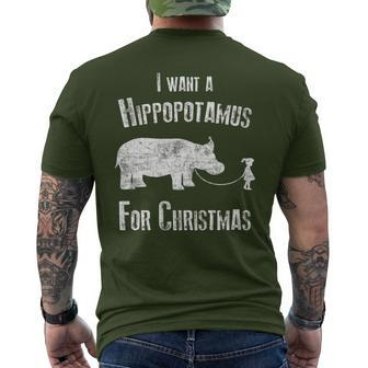 I Want A Hippopotamus For Christmas Hippo Xmas Season Pajama Men's T-shirt Back Print | Mazezy