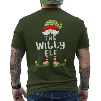 Witty Elf Group Christmas Pajama Party Men's T-shirt Back Print - Monsterry