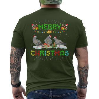 Xmas Dove Bird Lighting Santa Merry Christmas Mourning Dove Men's T-shirt Back Print | Mazezy