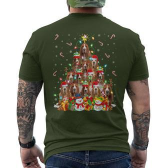 Xmas Lighting Santa Basset Hound Dog Christmas Tree Men's T-shirt Back Print | Mazezy
