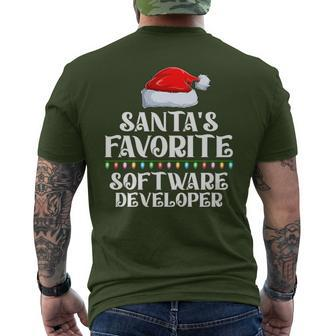 Xmas Lights Santa's Favorites Software Developer Christmas Men's T-shirt Back Print | Mazezy
