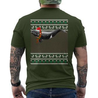 Xmas Santa Hat North Atlantic Right Whale Ugly Christmas Men's T-shirt Back Print | Mazezy