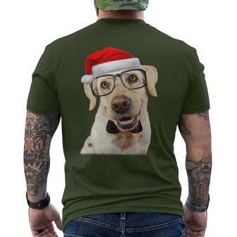 Yellow Lab Glasses Santa Hat Christmas Labrador Retriever Men's T-shirt Back Print - Seseable
