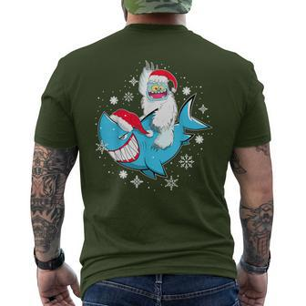 Yeti To Party Shark Santa Hat Christmas Pajama Xmas Men's T-shirt Back Print - Seseable