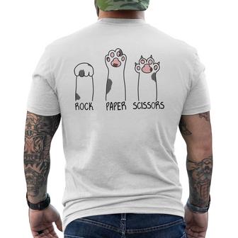 Funny Cat Cute Rock Paper Scissors Cat Paws  Mens Back Print T-shirt