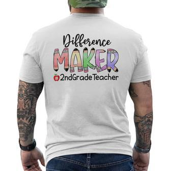 2Nd Grade Teacher Life Difference Maker Mens Back Print T-shirt - Monsterry UK