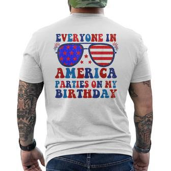 4Th Of July 2023 Everyone In America Parties On My Birthday Mens Back Print T-shirt | Mazezy