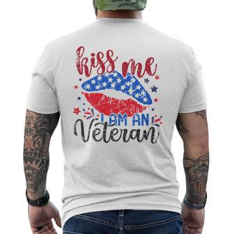4Th Of July 2023 Kiss Me I-Am An Veteran Patriotic American Mens Back Print T-shirt | Mazezy