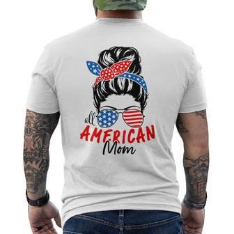 4Th Of July 2023 Messy Bun All American Patriotic Mom Gifts Mens Back Print T-shirt | Mazezy UK