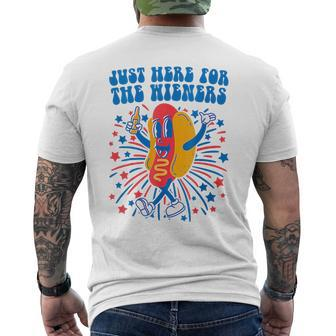 4Th Of July Groovy Hot Dog Im Just Here For The Wieners Mens Back Print T-shirt - Thegiftio UK