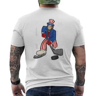 Abraham Lincoln Playing Hockey Funny 4Th Of July Hockey Mens Back Print T-shirt | Mazezy