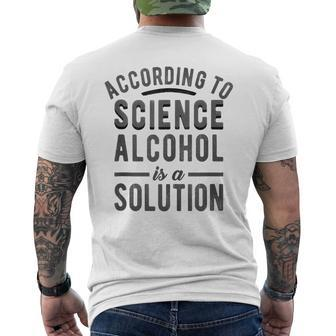 According To Science Alcohol Solution Funny Drinking Meme Mens Back Print T-shirt | Mazezy UK