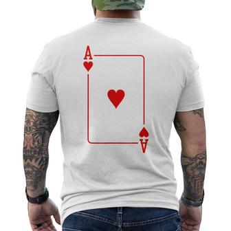 Ace Of Hearts Playing Card Poker Player Halloween Costume Mens Back Print T-shirt - Thegiftio UK