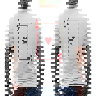 Ace Of Hearts Playing Card Poker Player Halloween Costume Mens Back Print T-shirt - Thegiftio UK