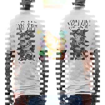 Adorable Knitting And Crochet Happy Cat Yarn Lovers Men's T-shirt Back Print - Thegiftio