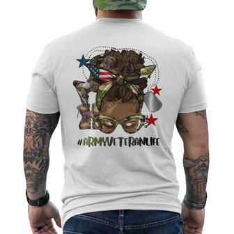 Afro African Hair African American Army Veteran Female Men's T-shirt Back Print - Thegiftio UK