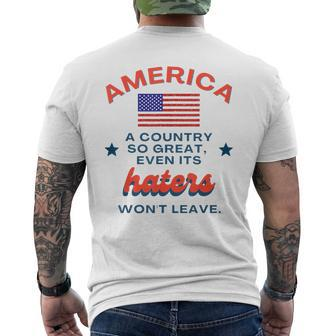 America A Country So Great Even Its Haters Wont Leave Mens Back Print T-shirt | Mazezy