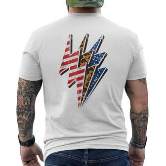 America Leopard Cheetah Lightning Bolt 4Th Of July Patriotic  Mens Back Print T-shirt