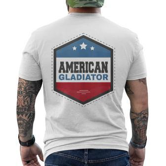 American Gladiator Usa Flag Gym Sports Quote Humor Men's T-shirt Back Print - Seseable