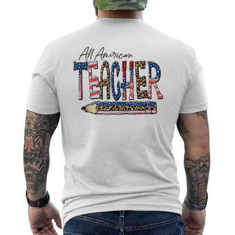 American Teacher Pencil Graphic July 4Th Novelty Mens Back Print T-shirt | Mazezy