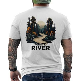 Amite River Retro Minimalist River Amite Men's T-shirt Back Print | Mazezy