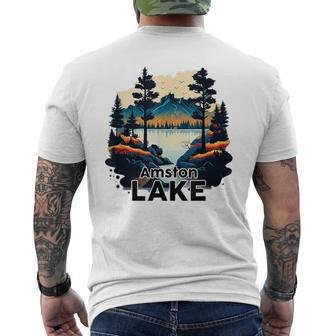 Amston Lake Retro Minimalist Lake Amston Men's T-shirt Back Print | Mazezy